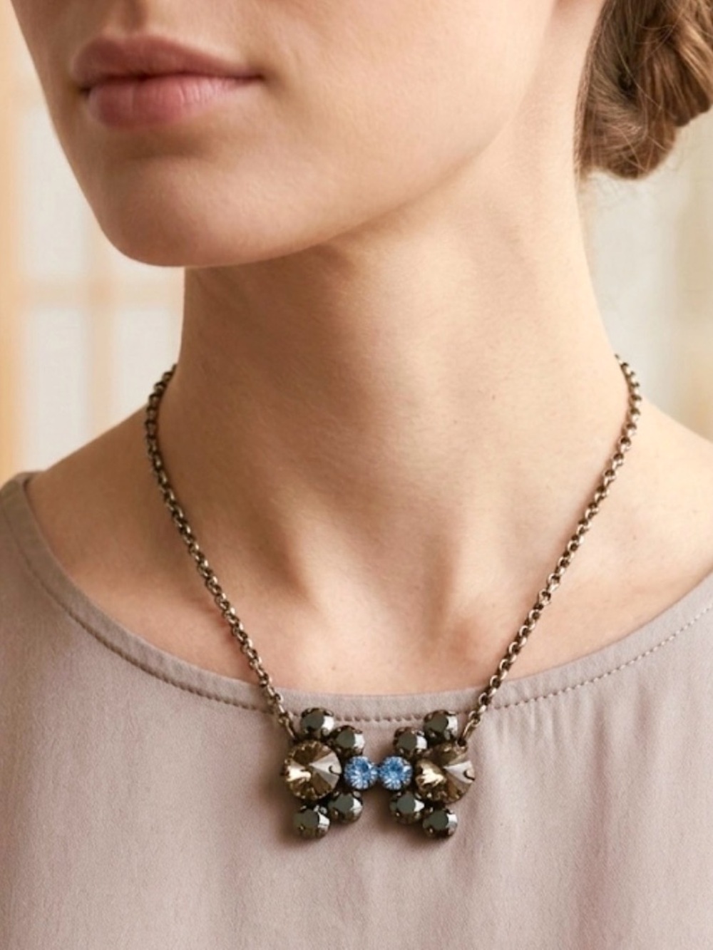 Sabika W12 Austrian Crystal Multi Stone Choker Necklace